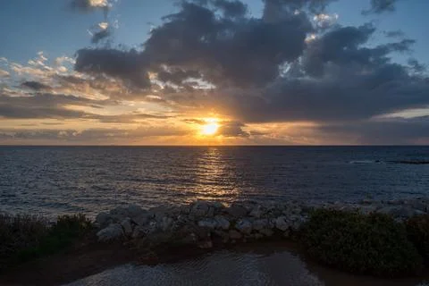 Sunset at Methoni in Greece Fotos Stock