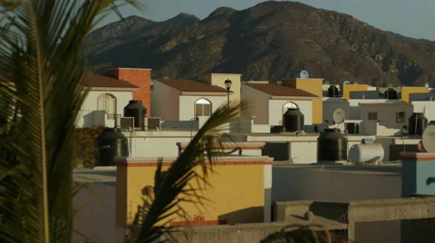 Sunset in Mexican town Stock Footage 45286747