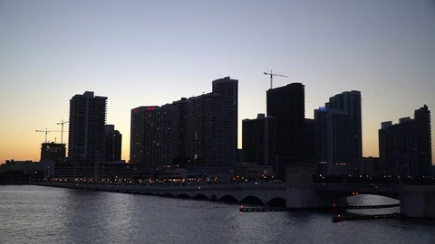 Sunset at miami Panaromic view Stock Footage 75582986