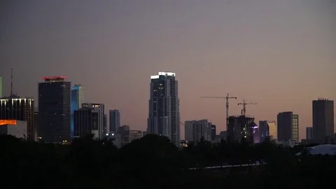 Sunset at miami Panaromic view Stock Footage 75583348
