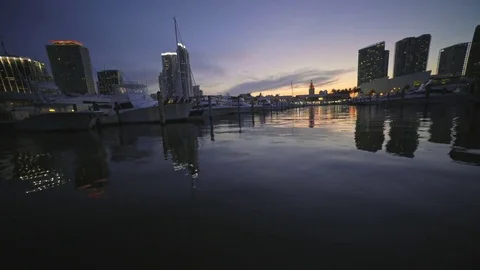 Sunset from Miami pier wide angle Vidéo 76259290