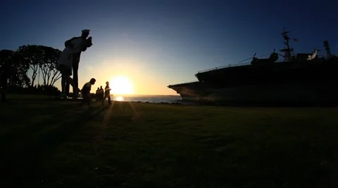 SUNSET AT MIDWAY MUSEUM Stock Footage 5389951