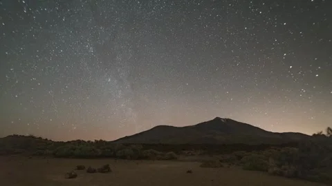 Sunset to Milky Way Over Teide and Pico Viejo — 4K Timelapse Stock Footage 314264466