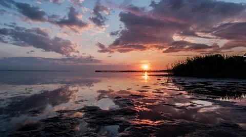 Sunset Mirror Motionlapse 4k Stock Footage 64566678