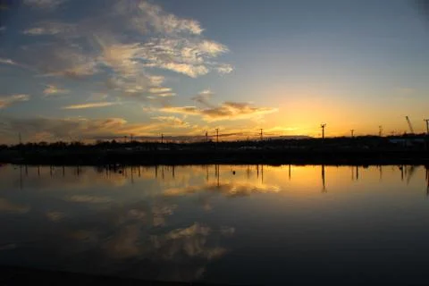 Sunset on the mirror Stock Photos