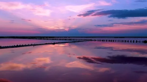 Sunset like a mirror is reflected in the lake Stock Footage 146241124