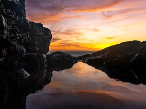 Sunset mirror view Stock Photos