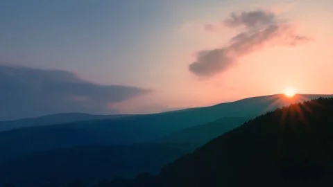 Sunset in the Misty Mountains Video stock 84073612