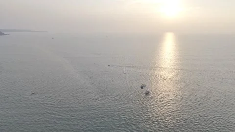 Sunset at Mobor Beach Goa with Boats on Arabian Sea Stock Footage 326049608