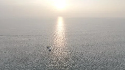 Sunset at Mobor Beach Goa with Boats on Arabian Sea Stock Footage 326052136