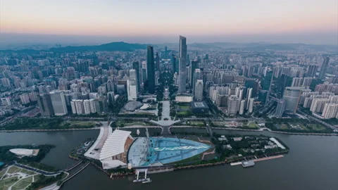 Sunset of modern city Stock Footage 138785844