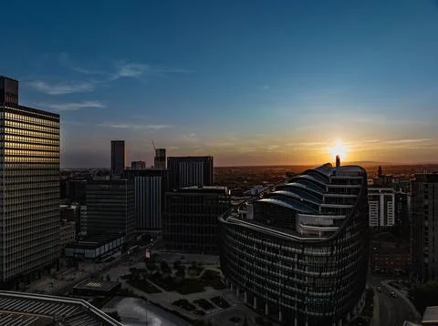 Sunset in Modern Manchester Stock Photos