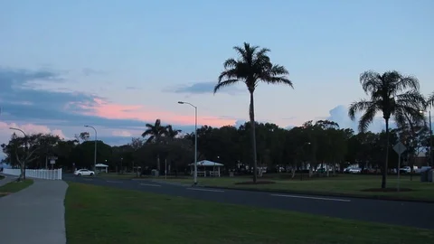 Sunset moment at the beach with blue and pink sky Stock Footage 124304161
