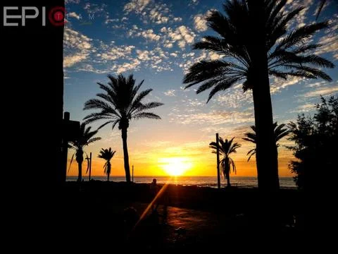 Sunset moment in Palm Mar Stock Photos