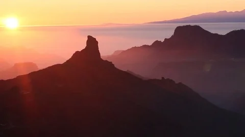 Sunset moment from the top of mountain. Stock Footage 124296706