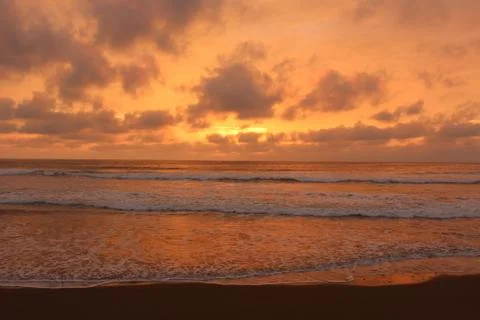 Sunset at Montañita beach Stock Photos