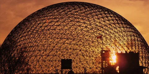 Sunset in montreal biosphere structure - 2 Stock-Footage 38639746