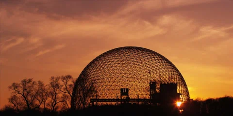 Sunset in montreal biosphere structure - 3 Stock-Footage 38639392