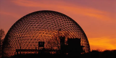 Sunset in montreal biosphere structure - 4 Stock-Footage 38639186