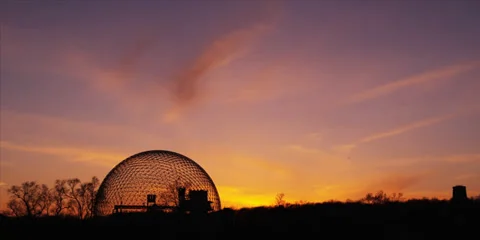 Sunset in montreal biosphere structure - 4 Stock-Footage 38639199