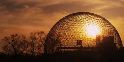 Sunset in montreal biosphere structure Stock-Footage 38639981