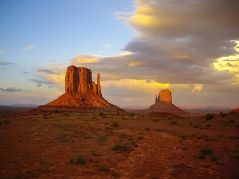 Sunset at monument valley Stock Photos