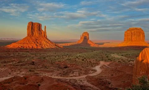 Sunset in the Monument Valley Stock Photos