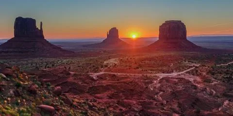Sunset in the Monument Valley Stock Photos