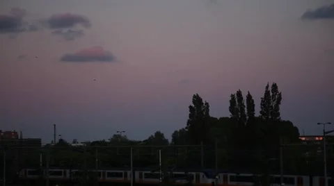 Sunset moon amsterdam train 2 Video stock 61146375
