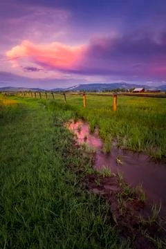 Sunset on Mormon Row Stock Photos