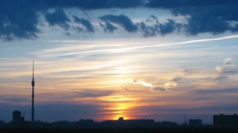 Sunset in Moscow Stock Footage 8549395
