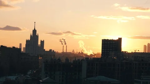 Sunset in Moscow Stock Footage 105105383