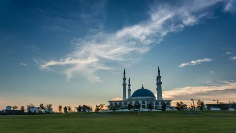 Sunset with mosque as a foreground , 4K footage Stock Footage 88977262