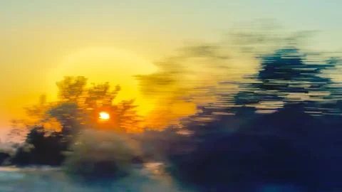 Sunset motion blur creating abstract speed effect Stock Photos