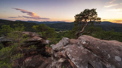 Sunset Motion at Sprinzelfels Rock Formation - 4K Timelapse Stock Footage 332810562