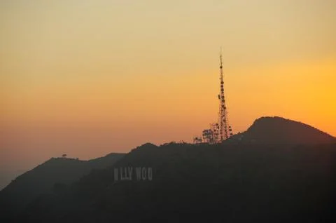 Sunset on mount hollywood Stock Photos