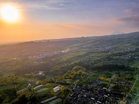Sunset at Mount Merapi surroundings located in Magelang, Central Java Indones Stock Photos
