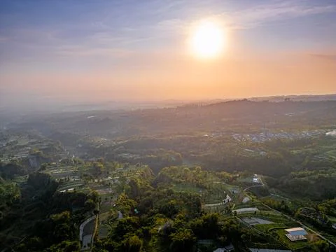Sunset at Mount Merapi surroundings located in Magelang, Central Java Indones Foto stock