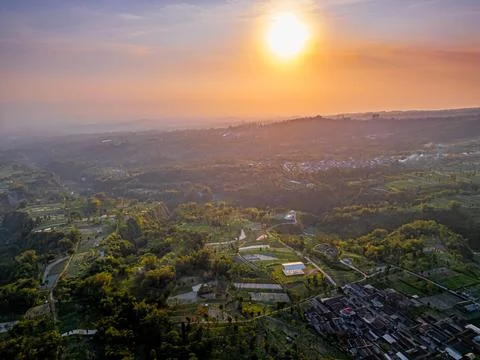 Sunset at Mount Merapi surroundings located in Magelang, Central Java Indones Foto stock