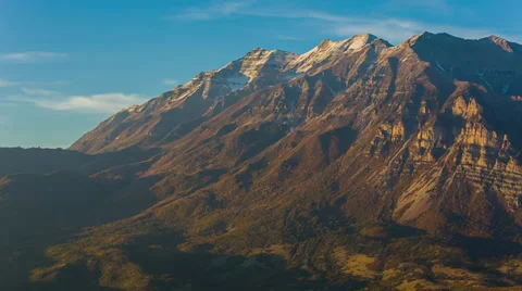 Sunset of Mount Timpanogos fall colors pan Stock Footage 31812384