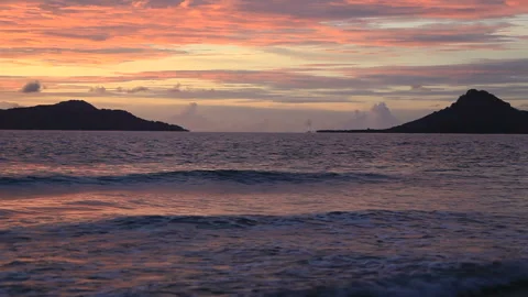 Sunset, Mount Tonoman, and the Dubron Strait Video stock 324922339