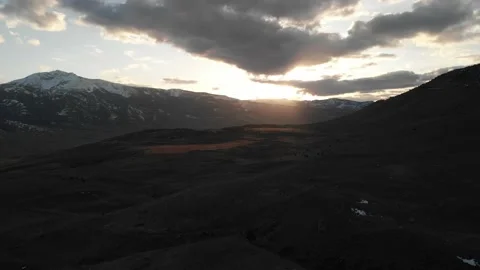 Sunset on mountain and valley Stock Footage 166438123