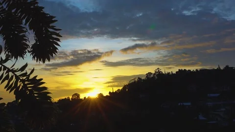 Sunset With Mountain and Villa View Stock-Footage 238537714