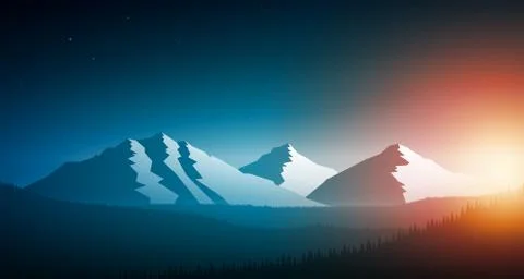 Sunset in the mountain chain Stock Illustration