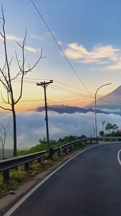 Sunset Mountain Curve Drive Stock Footage 341629240