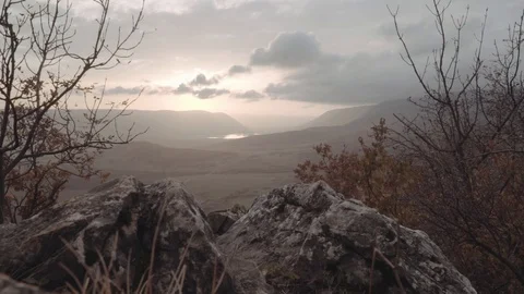 The sunset from a mountain Stock Footage 98213194