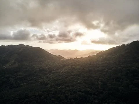 Sunset on mountain hills Stock Photos