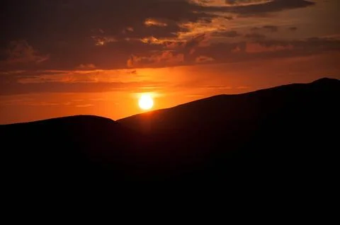 Sunset Mountain Horizon Stock Photos