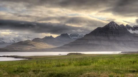 Sunset Mountain Iceland Stock Footage 12421066