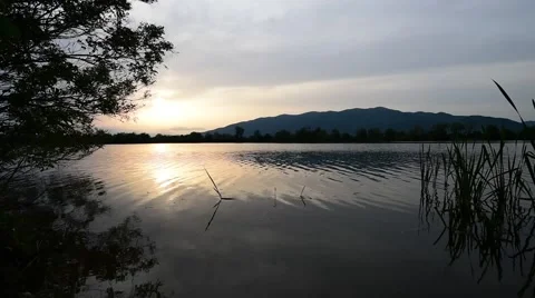Sunset on mountain lake Stock Footage 50072430